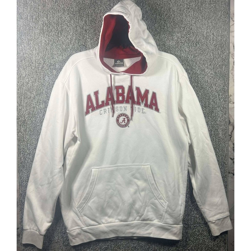 Knights Apparel Alabama Hoodie White Crimson Tide Embroidered Mens Size M